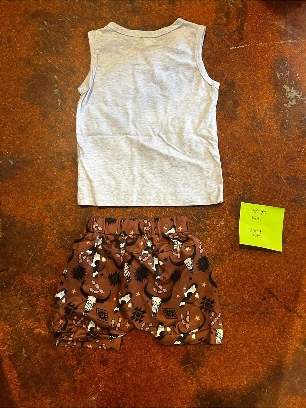 Baby Boys Tank & Shorts Set - Gray Mamas Little Cowboy Tank with Shorts